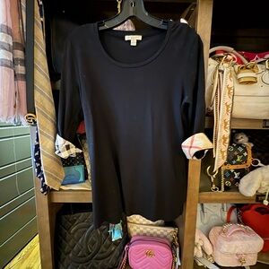 Burberry Black Long Sleeve Top with Check Cuffs